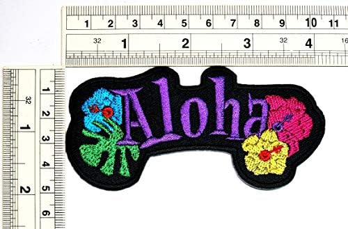 UMama Patch Conjunto de 3 letra roxa aloha patch havai praia feliz aloha desenho animado ferro em manchas bordadas apliques