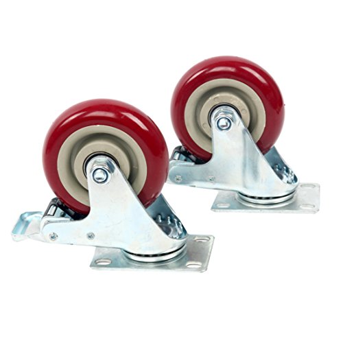 YAETEK 4 PACKS rodas de rodas giratórias giro de giro Rolo de rolos pesados ​​em rodas de poliuretano vermelho Total de 1.600 libras
