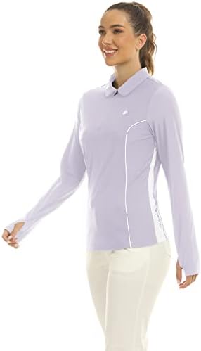 MOFIZ Camisas de golfe com zíper feminino