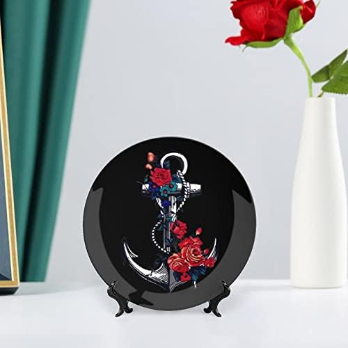 Âncora de flor Placa decorativa em cerâmica com exibição Presentes de casamento personalizados de aniversário para casal para os