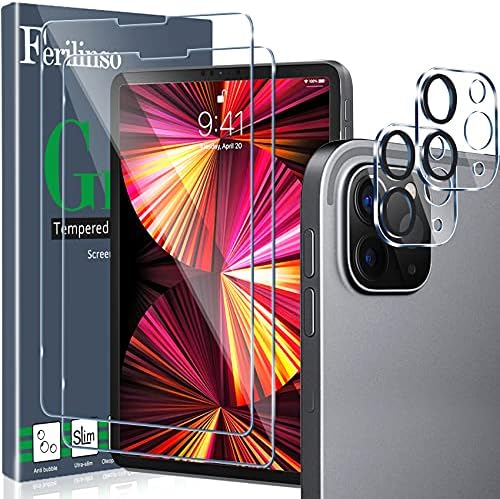 Ferilinso projetado para iPad Pro 11 polegadas Acessórios de protetor de tela 2022 2021 2020 2º 3º 4ª geração 2 vidro temperado com 2 pacote de câmera Pacaco