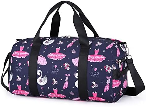 Bolsa de dança garotas ginástica bolsa de ginástica Kids Duffle Bag unicórnio de viagem durante a noite com compartimentos