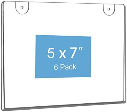 NIUBEE 6 pacote 5x7 Suporte de sinal de acrílico claro, porta -quadros de plástico de suporte horizontal do suporte de parede para