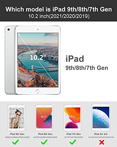DTTO iPad 10.2 CASE iPad 9a geração 2021/ iPad 8ª geração 2020/ iPad 7th Generation 2019 Case com porta -lápis, suporte de posição múltipla de 10,2 polegadas [Sleep/ Wake Auto], preto