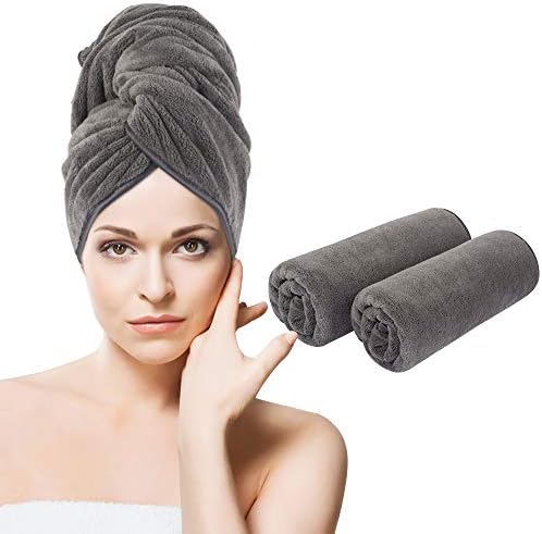 Sunland Microfiber Hair Toalha, perfeita para cabelos cacheados, longos e grossos, super absorvente, banda de secagem