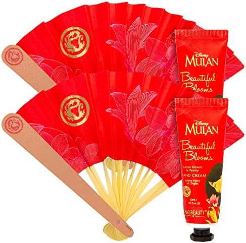 Mad Beauty Disney Mulan 2 pacote de conjuntos de cuidados com as mãos com arquivos de unhas do ventilador | Belas flores de lótus flor