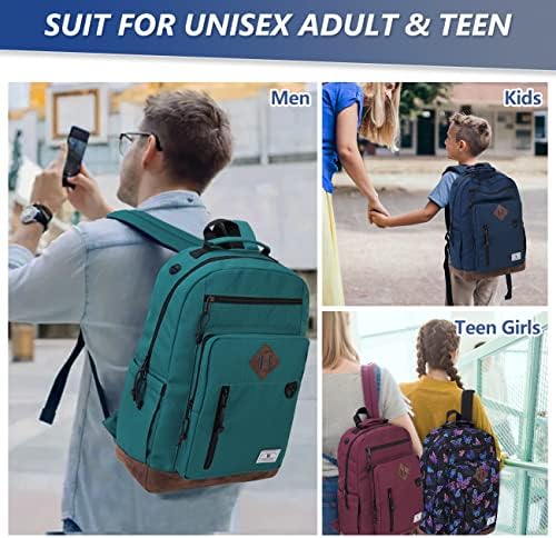 Mochila VX Vonxury para homens Mulheres, Livro leve com bolsos mulitiplos, mochila clássica de viagem resistente à água