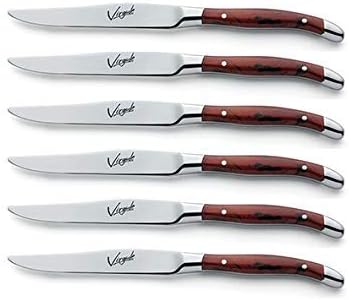 Conjunto de faca de bife marrom de 6 peças da Amefa, prata