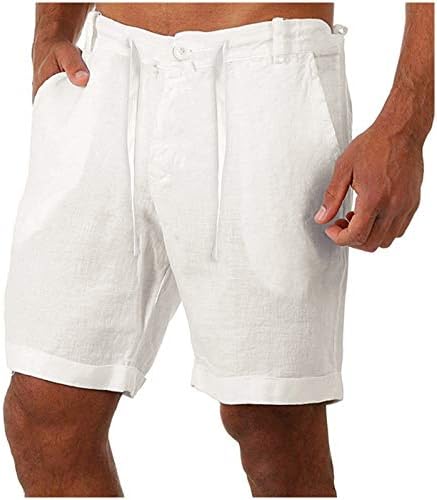 Shorts atléticos masculino de linho de algodão botões casuais botões de amarração da cintura calça curta shorts de treino masculino