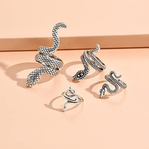 Anel de cobra anéis de serpentes de prata para mulheres Phoenix Ring Ajusta anéis vintage ajustáveis ​​Punk Goth Rings Gold Snake Silver Set Set Snake Jewelry