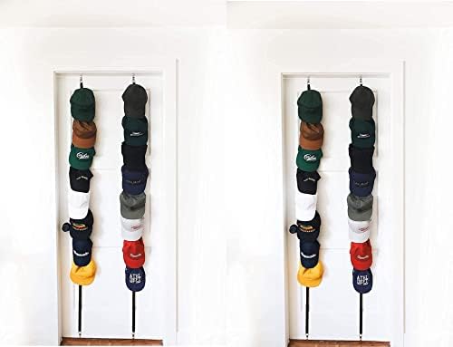 Cap Rack 4 Pack - segura até 32 tampas para beisebol ou tampas de bola. Melhor Organizador do armário da porta para coleções de homens, meninos ou mulheres. Exibir racks com clipes, suporte perfeito e armazenamento