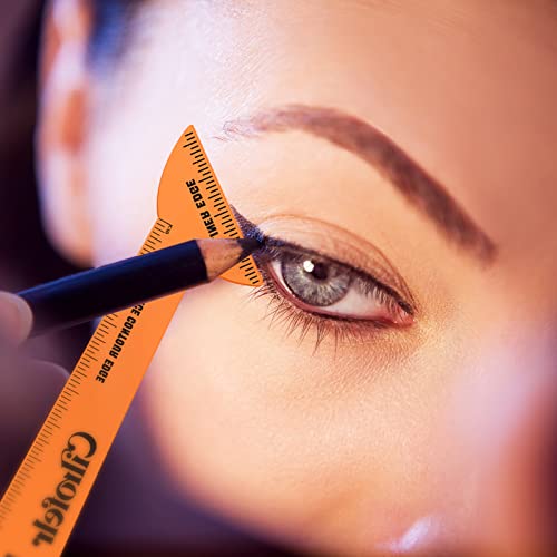 Cilrofelr 4 In1 Teliner estênceis para olhos com capuz, ferramenta de estêncil de delineador reutilizável para iniciantes, ferramenta de maquiagem multiuso para delineador alado, sobrancelha definida, contorno de rosto e linha de lábios - laranja