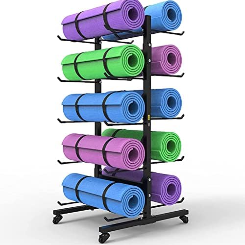 Rolo de espuma Nachen e carrinho de rack de armazenamento de tapete de ioga - 5 camadas MultiPures Fuiles Yoga Mat Storage Rack para armazenar tapetes de ioga, rolo de espuma, tapete de exercícios, bola de massagem