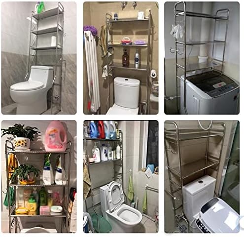 Armazenamento do banheiro Prmal, armas de armazenamento de arruela de piso em pé para o banheiro, prateleira de lavagem de aço inoxidável, prateleira acima do tambor, armazenamento no banheiro, rack/135cm