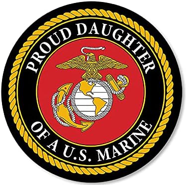 Filha orgulhosa de um adesivo da Marinha dos EUA, redondo, orgulhoso membro da família dos EUA Decal, logotipo da Marine Corp, fabricada nos EUA, oficialmente licenciada pelo USMC
