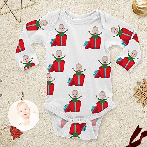 Macacão de bebê personalizado com rosto engraçado do bebê, presentes de Natal personalizados roupas de bebê teats, bebê de bebê