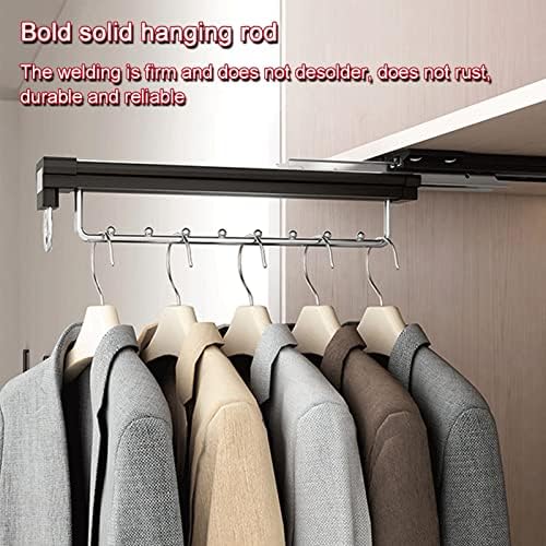 Jiaockjiao Pull Out Closet Valet Rod, cabides de calça ajustáveis ​​extensíveis, haste de roupa pendurada retrátil, trilhos