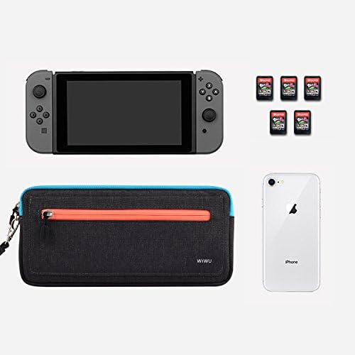 Caixa de comutador Slim Nintendo, caixa de interruptor Wiwu com 5 slots de jogo em bolso de bolso lateral portátil transportar