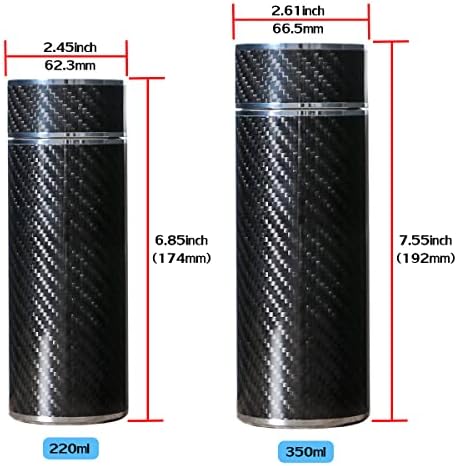 Kipalm real fibra de carbono caneca caneca Tumbler de parede dupla a vácuo isolado Acessório de frasco de aço inoxidável para carros