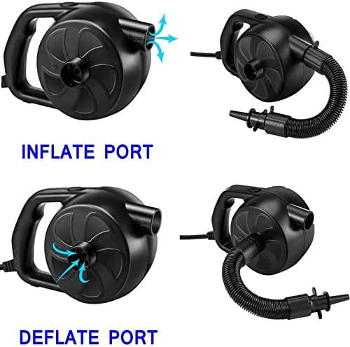 Bomba de ar elétrica, inflador de bomba de alta potência de 300W e válvula deflator com 5 bicos, bomba de ar de enchimento de pressão de 1,2PSI para colchão de ar, anéis de natação, colegas de ar, jangadas, sofás infláveis