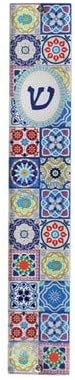 SnSarts & Judaica Beautiful Perspex Mezuzah 12 cmc com impressão colorida em mosaico, Min Qtd Ordem 2 - O preço é de 2 pcs