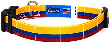 Colômbia colarinho de cachorro | Bandeira da Colômbia | Fivela de liberação rápida | Feito em NJ, EUA | para cães grandes