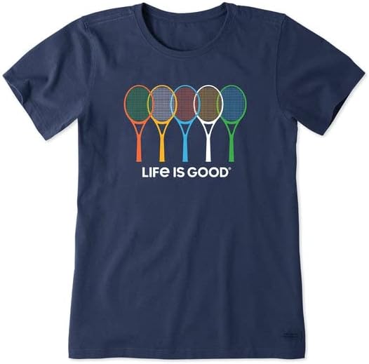 A vida é boa. Espectro de tênis feminino SS SS Crusher camiseta, azul mais escuro, extra pequeno