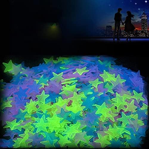 Csyanxing plástico brilho de parede nas estrelas escuras adesivos luminosos decoração de teto de quarto de quarto de crianças, 100pcs