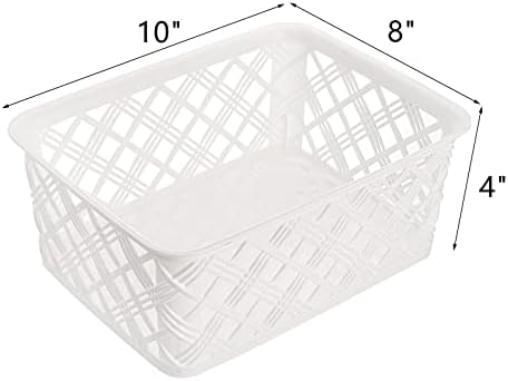 Dicunoy 6 embalam cestas de plástico para organização, caixas de armazenamento branco para prateleiras, organizador