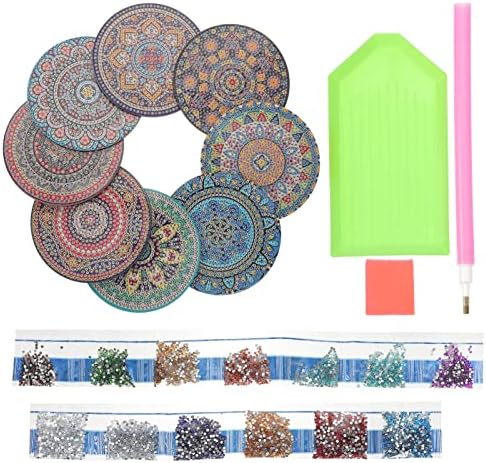 Didiseaon Resin Kit 1 Set Coasters Diy Mandala Coasters Kits de arte de diamante para iniciantes adultos crianças pequenos