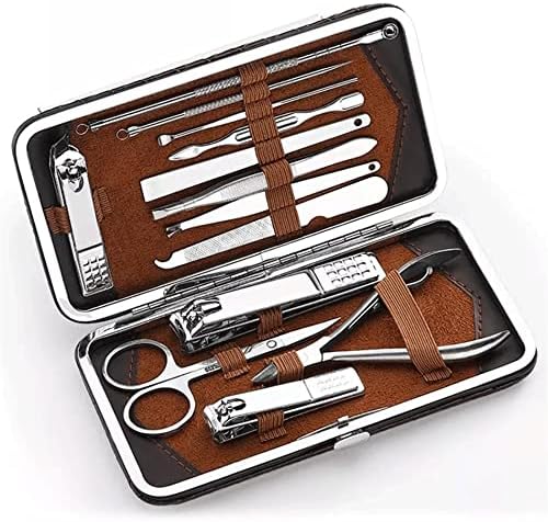 IULJH 13 peças de aço inoxidável conjunto de manicure profissional kit de clipper de unhas de ferramentas Arquivo polido do aparador de ferramentas