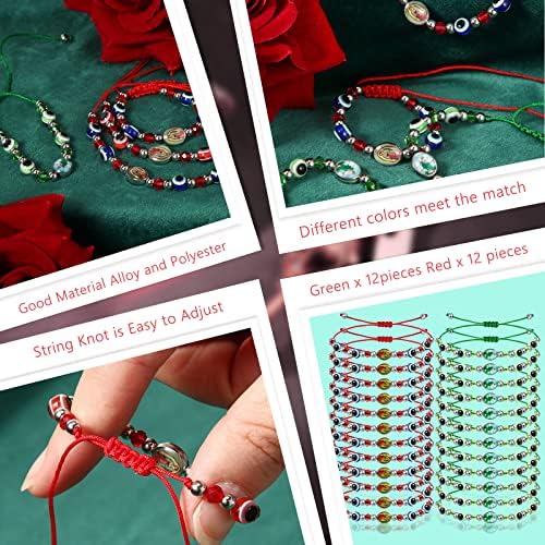 Cunno 24 peças São Bento Bento Virgem Mary Saint Jude Bracelet Bracelets Católicos Bracelets Rosário Pulseira para mulheres Bracelets