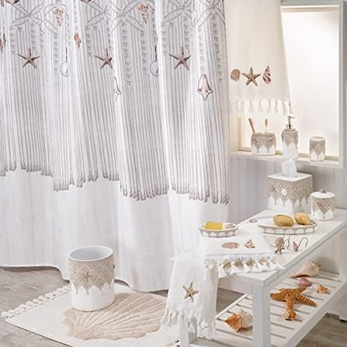 Coleção Avanti Linens Macrame Shells, toalha de mão bordada, branco