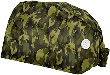 Camuflagem militar verde escuro Hat bouffante Cap hap