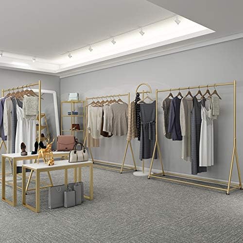 Rail de vestuário simples do piso, trilho de roupas de ferro moderno, multifuncional durável, desgaste / ouro / 120 × 170 × 40cm