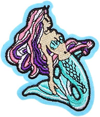 JPT - Little Mermaid Princess Appliques de ferro bordado/costurar em patches Badge Patch de logotipo fofo na camisa de colete de colete