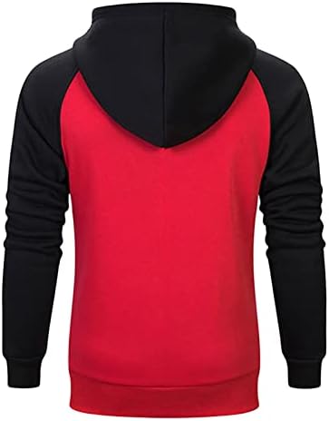 Men's Color Block Hoodie Pullover de lã de manga comprida com capuz com capuz