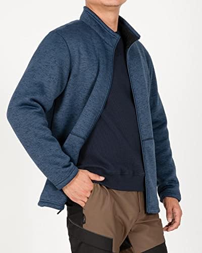 Lisskolo Men's Full Zip Sweater Fleece Jaqueta de manga comprida lã quente lã de performance de lã de lã com bolsos