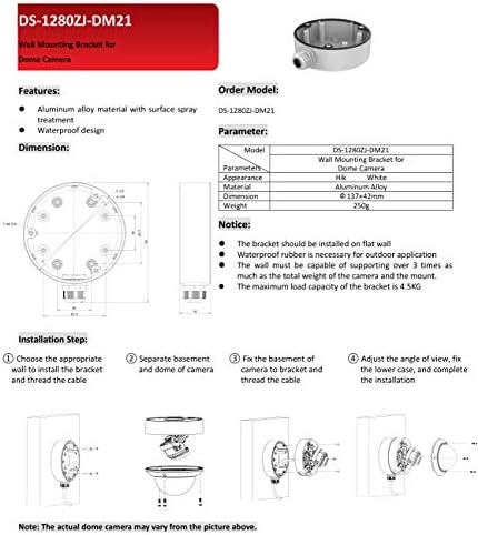 Caixa de junção DS-1280ZJ-DM21 CB140PT para câmeras 5.4 '' Base de conduítes