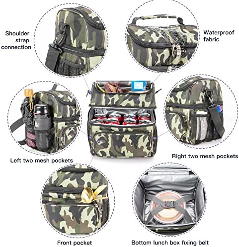 Baga de lancheira de compartimento duplo isolado de umufuka para homens e mulheres, bolsa refrigeradora reutilizável com alça de lancheira