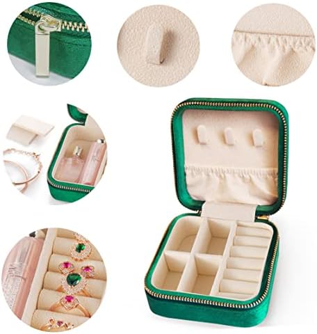 Caixa de jóias de viagens de veludo de vomna, mini jóias, pequenas jóias organizadoras de joias portátilas de armazenamento de