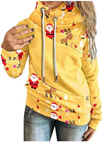 Hoodies de Natal para mulheres pulôver caupo colorido de pescoço feminino casual camuflagem de mangas compridas camisetas