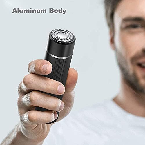 Mini barbeador elétrico para homens, barbeador recarregável USB portátil, uso molhado e seco barbeador masculino rotativo, lavagem