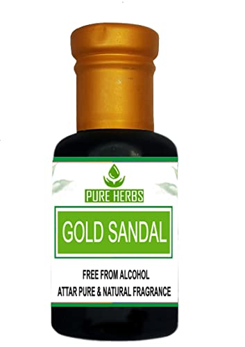 Ervas puras Gold Gold Sandal Attar livre de álcool para unissex, adequado para ocasiões, festas e usos diários 5ml