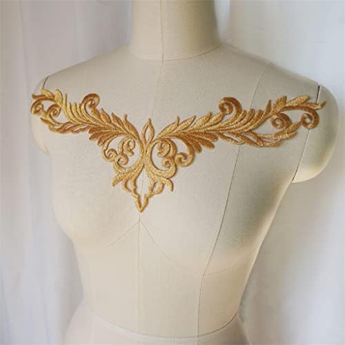 Apliques de ouro de ouro TBGFPO Bordados de pano de noiva bordados Colar de gola em Voneiro de Ferro de Ferro para Casw para roupas de casamento Decoração de vestido