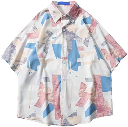 Camisetas masculinas de verão BMISEGM MENS 3D de impressão digital bolso de bolso de lapela camisa de manga curta girando 50