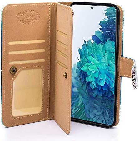Caixa de carteira BCOV iPhone 12 Pro Max, capa de couro de couro multifuncional verde de borboleta com pulseira de bolso de slots