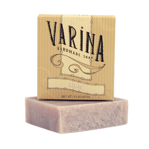 Sabão de barra de lilás Varina - limpeza suave para pele sensível, floral - 3 pacote - experimente a pele saudável e brilhante