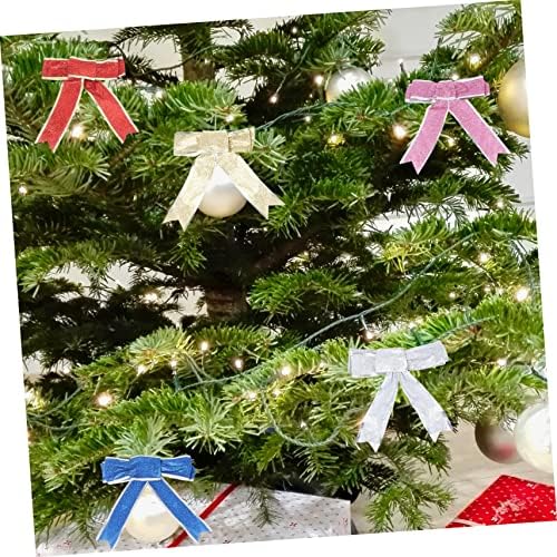 Toyvian 15pcs Bow pingente de para para para grinaldas vermelhas arcos de embrulho de brows ornamento ornamento de férias ornamentos de arcos decorativos tecidos acessórios de natal