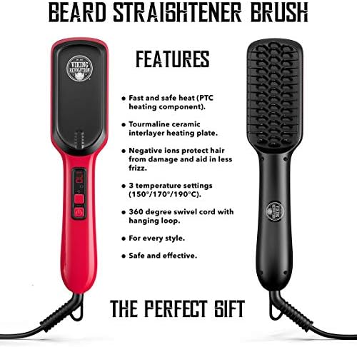 Brush de alisadores de barba para homens - Cerâmica de aquecimento rápido e pente de alisador de barba iônica - escova de barba